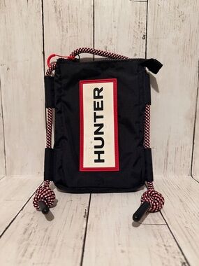Hunter Black Crossbody Pouch with Red Accents